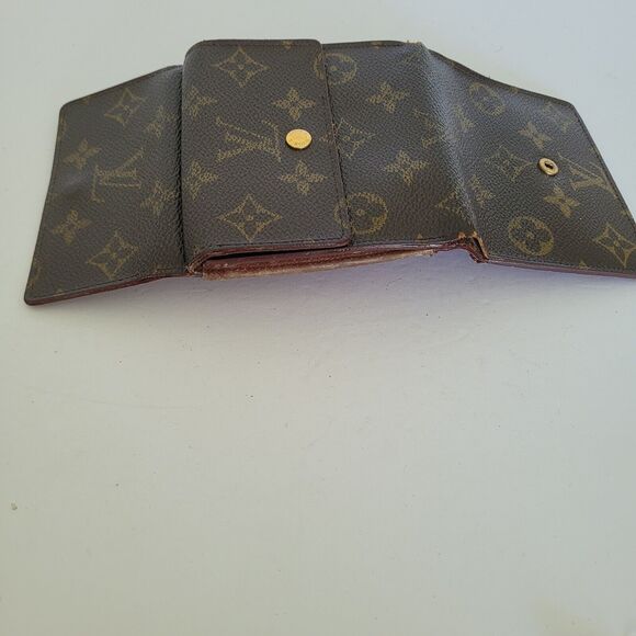 LOUIS VUITTON LV Vintage 1995 Monogram Leather Wallet Brown Medium Trifold Elise - Picture 12 of 13